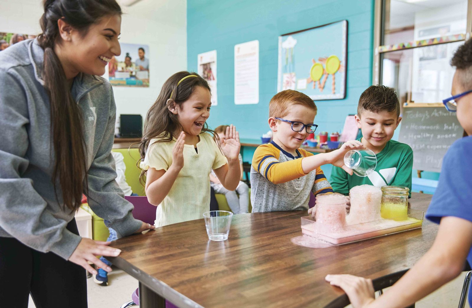 Parent and children in an afterschool setting